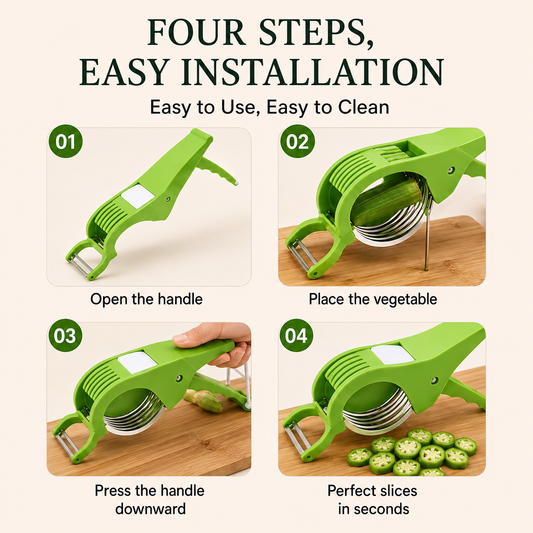 Stainless Steel Vegetable Chopper 5 Sharp Blade with Peeler 2 in 1