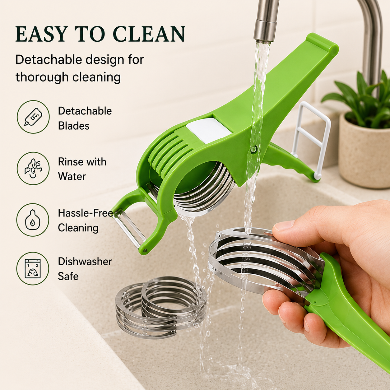 Stainless Steel Vegetable Chopper 5 Sharp Blade with Peeler 2 in 1