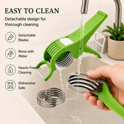 Stainless Steel Vegetable Chopper 5 Sharp Blade with Peeler 2 in 1