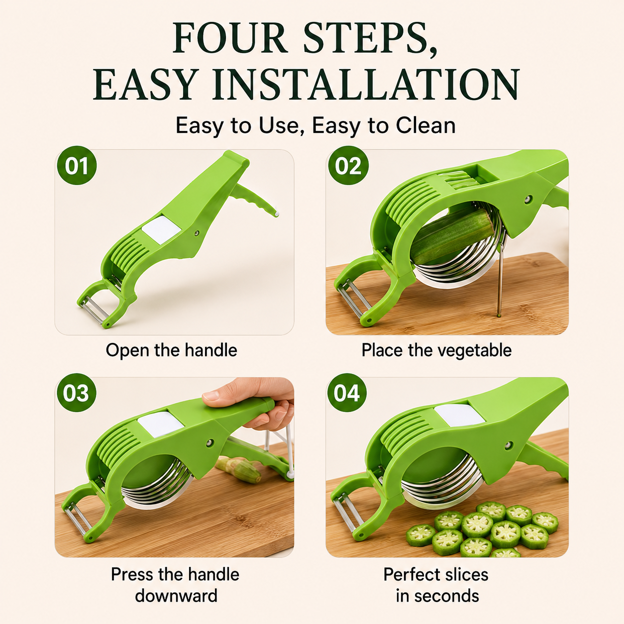 Stainless Steel Vegetable Chopper 5 Sharp Blade with Peeler 2 in 1