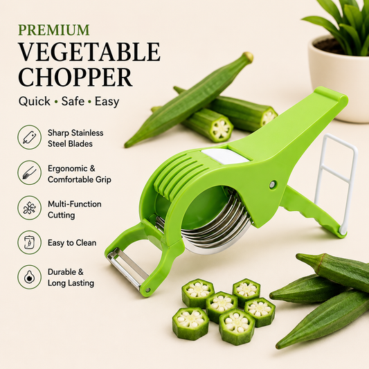 Stainless Steel Vegetable Chopper 5 Sharp Blade with Peeler 2 in 1