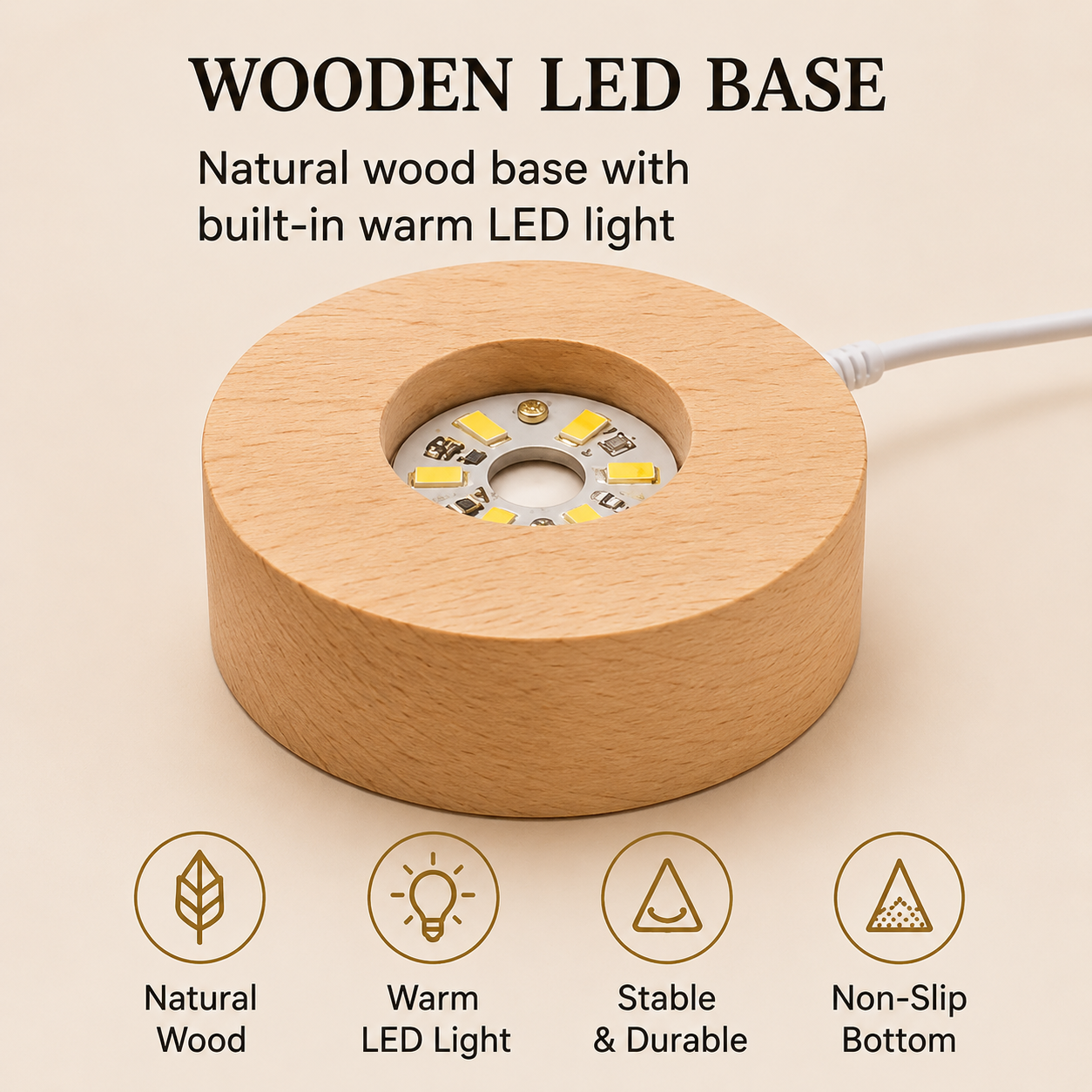 Livenwell Crystal LED Night Lamp – 3D K9 Crystal Goddess Lakshmi Lamp with Wooden LED Base