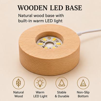 Livenwell Crystal LED Night Lamp – 3D K9 Crystal Goddess Lakshmi Lamp with Wooden LED Base