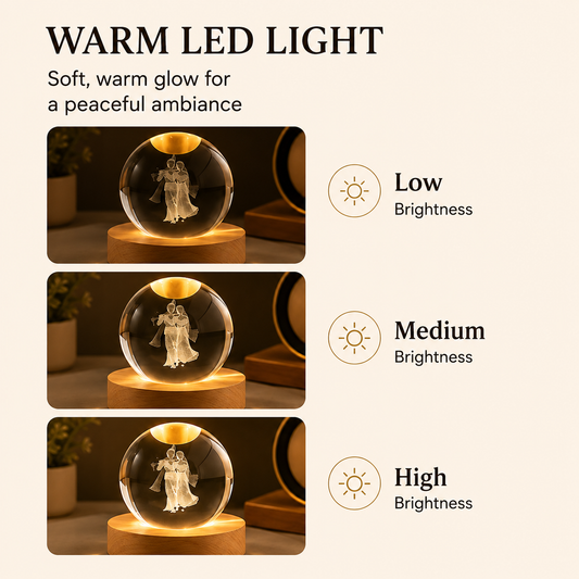 Livenwell Radha Krishna 3D Crystal LED Night Lamp | Premium K9 Crystal Ball