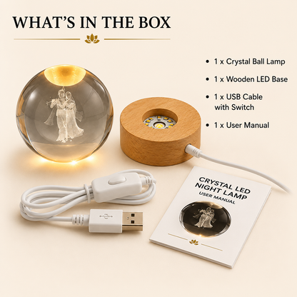 Livenwell Radha Krishna 3D Crystal LED Night Lamp | Premium K9 Crystal Ball