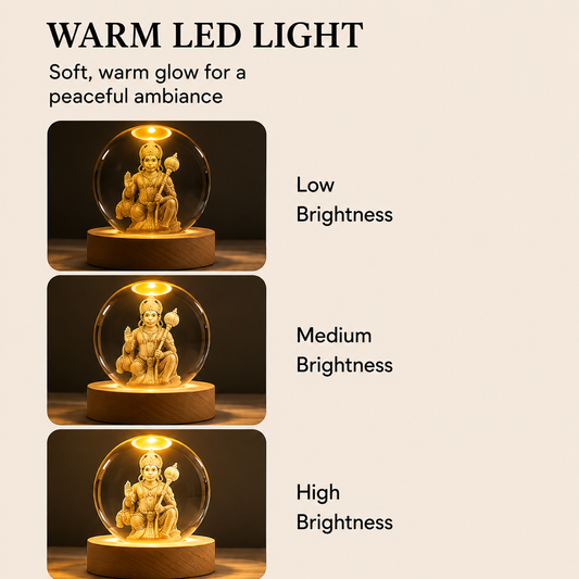Livenwell Hanuman Ji 3D Crystal LED Night Lamp | Premium K9 Crystal Ball