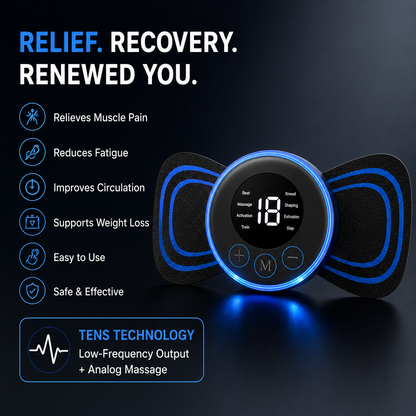LIVENWELL Smart EMS Muscle Massager Pad | Rechargeable TENS Pulse Therapy Device