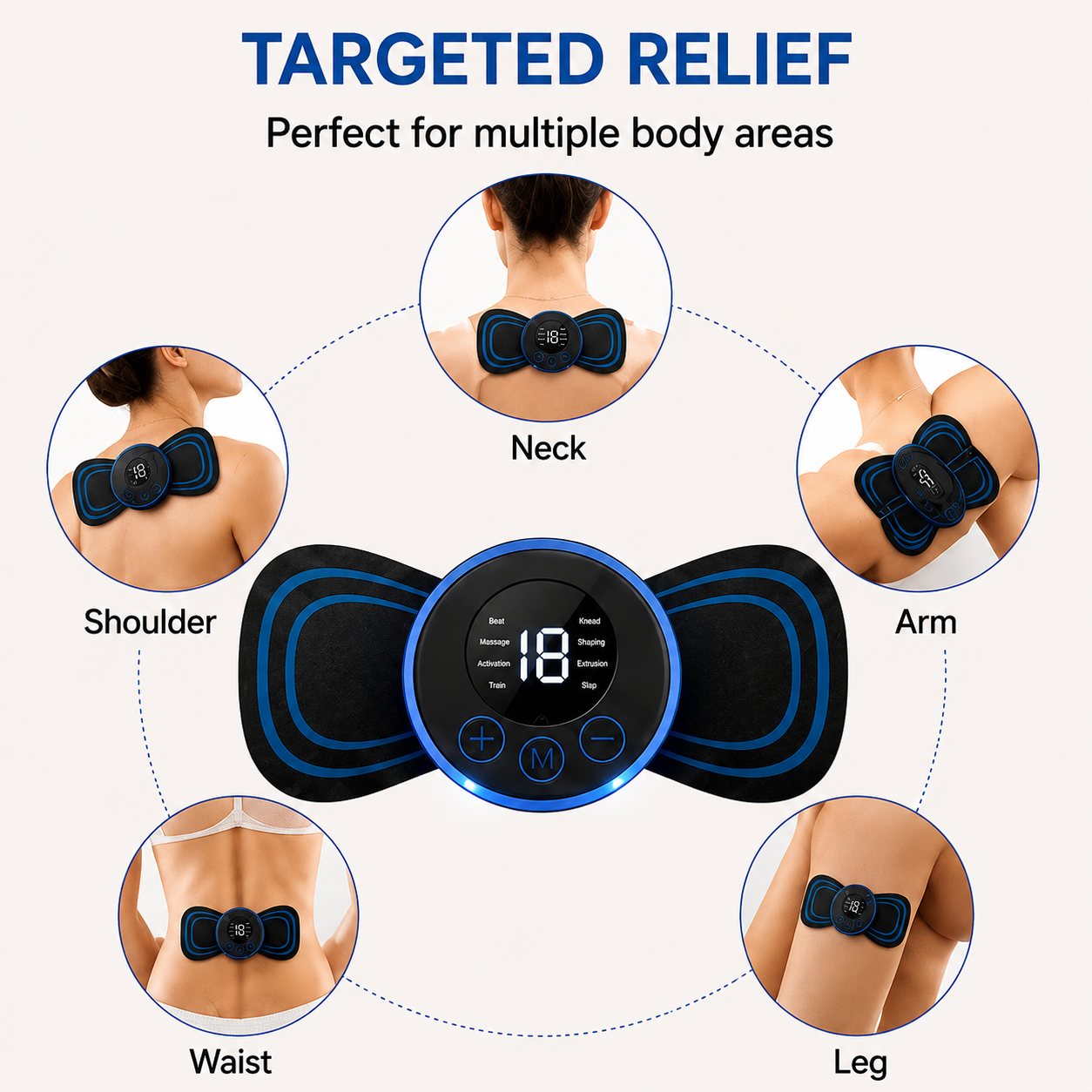 LIVENWELL Smart EMS Muscle Massager Pad | Rechargeable TENS Pulse Therapy Device