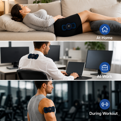 LIVENWELL Smart EMS Muscle Massager Pad | Rechargeable TENS Pulse Therapy Device