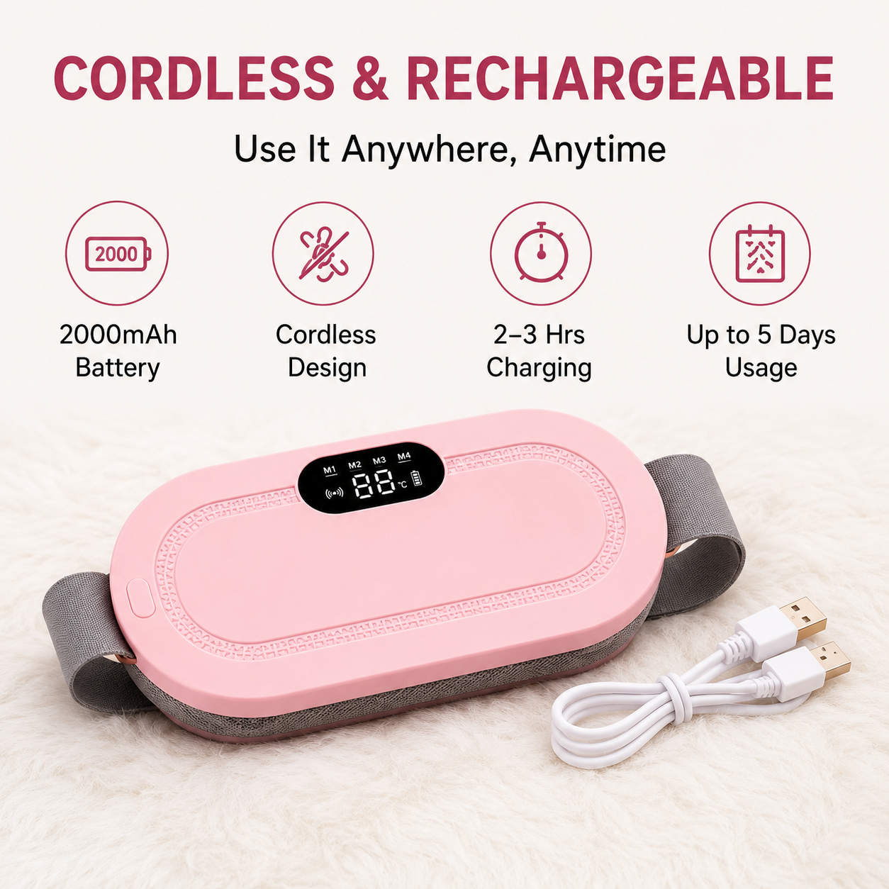 Livenwell Portable Cordless Heating Pad for Menstrual Cramps Relief