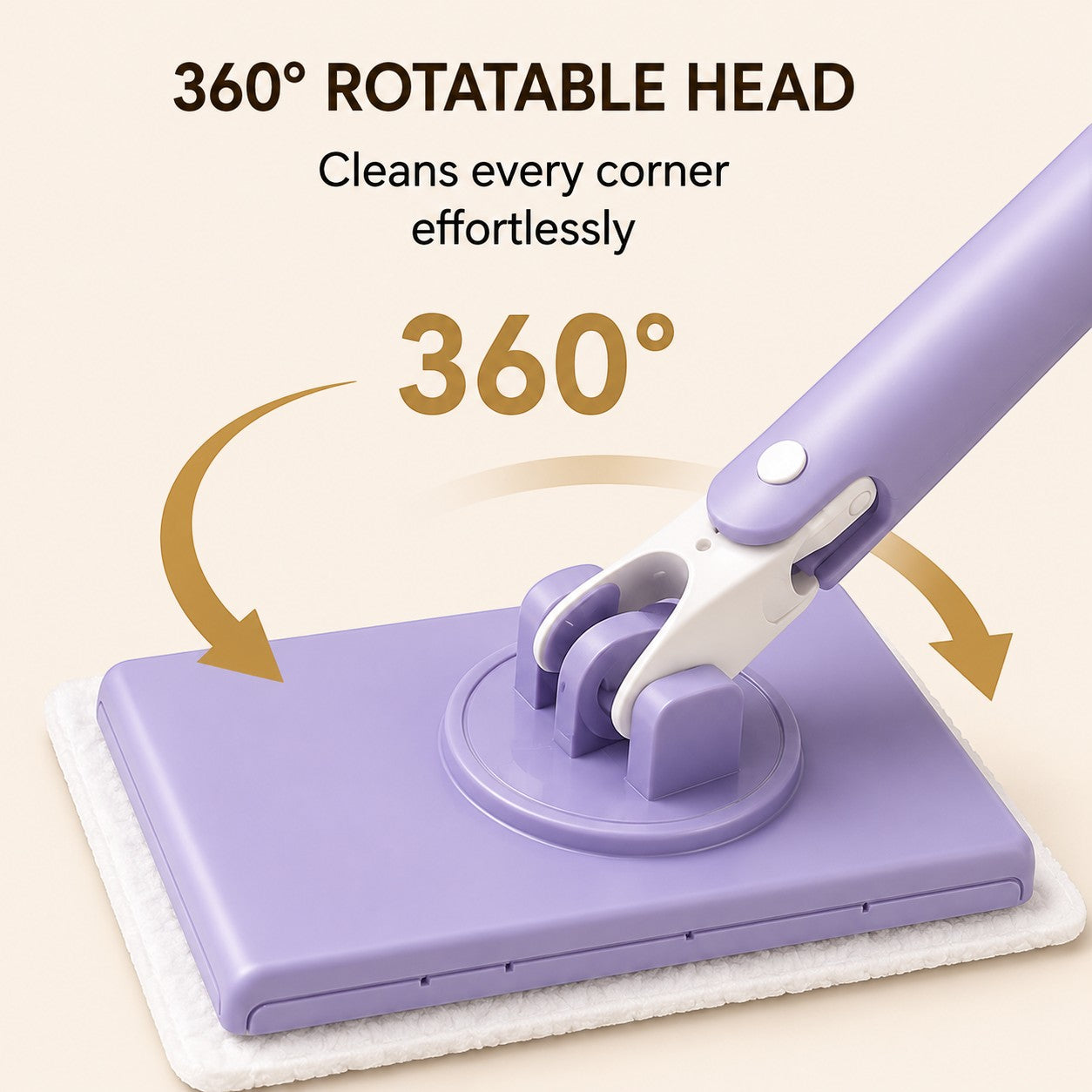 Livenwell mini mop with a 360-degree rotating purple head and white cleaning pad for wet and dry floor cleaning