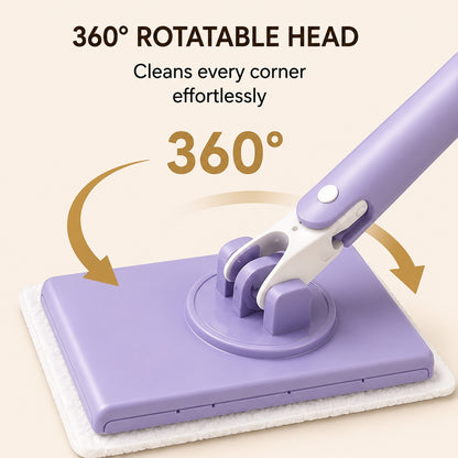 Livenwell mini mop with a 360-degree rotating purple head and white cleaning pad for wet and dry floor cleaning